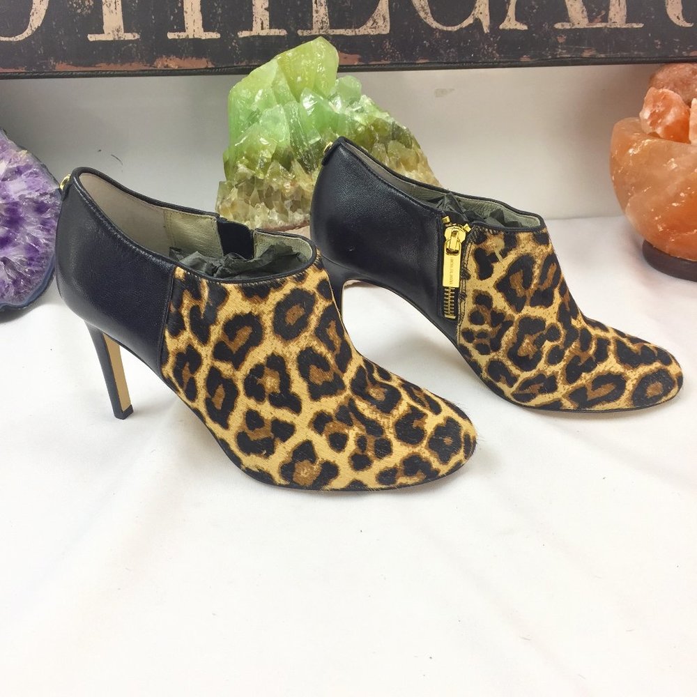 Michael Kors Fur Leather Heel Boot Zip print two